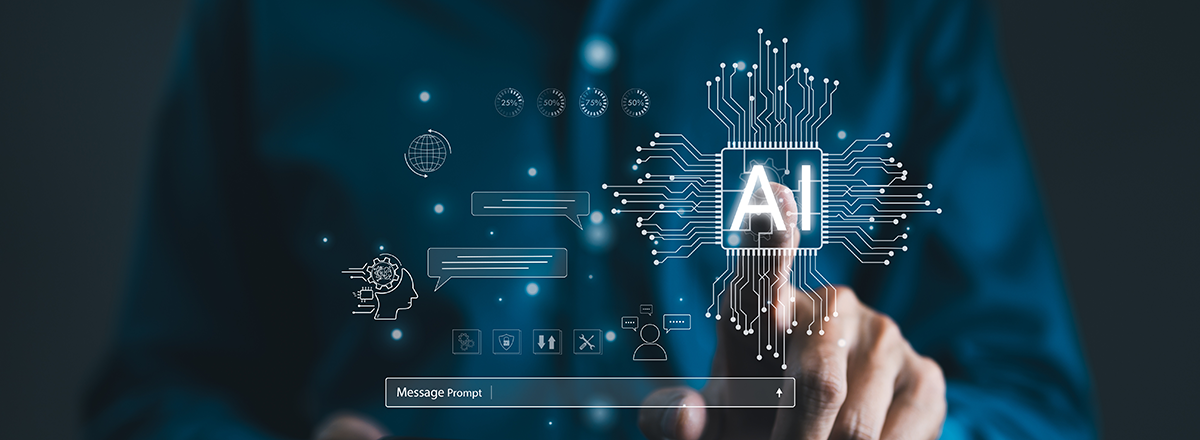 Man clicking on AI prompt