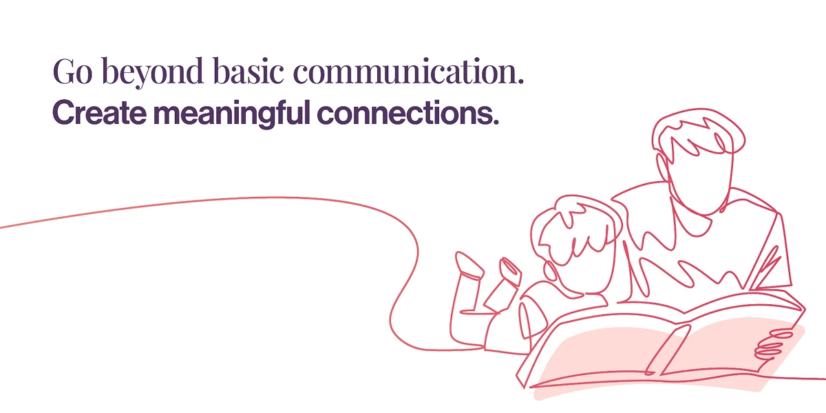 Illustration of a parent and child reading together, representing meaningful communication between schools and families.