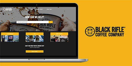 Black Rifle Coffee homepage on laptop.