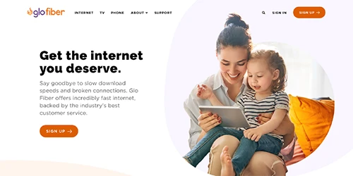 A page from the Glo Fiber website.