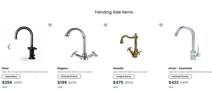 Faucet options on the EcoElite website.