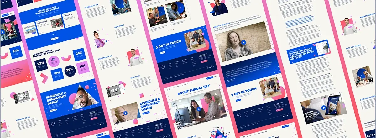 Collage of SundaySky website content.