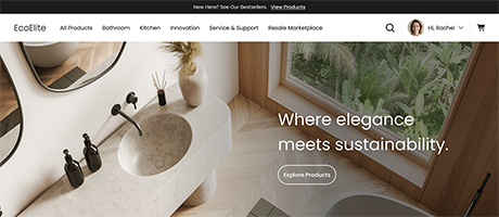 Web page for a fictional EcoElite home appliance brand.